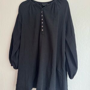 Hatch Black Long-Sleeve Peasant Dress